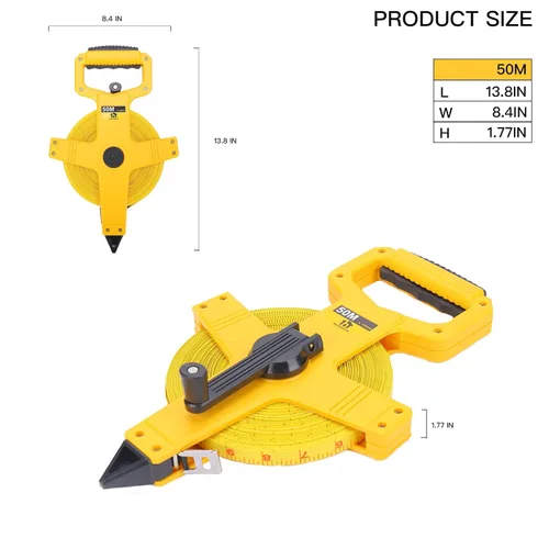 Miniatura 2 de Cinta métrica de fibra de vidrio de carrete abierto, cinta métrica de 165 pies por 1/2 pulgada, escala métrica para ingeniero, exterior, campo