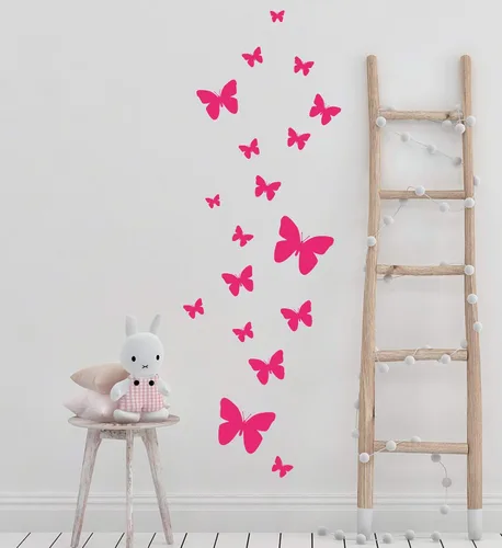 Miniatura 8 de Calcomanías de pared de mariposa (26) calcomanías de decoración de pared de mariposa, calcomanías de pared para niñas (rosa)