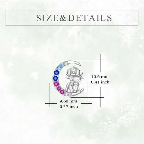 Miniatura 4 de YFN Aretes de tuerca de plata de ley con diseño de luna y animales lindos para mujeres y niñas