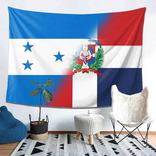 Miniatura 8 de Tapiz de mitad de Honduras con bandera de la mitad de República Dominicana para colgar en la pared, decoración de sala de estar y dormitorio, 80 x