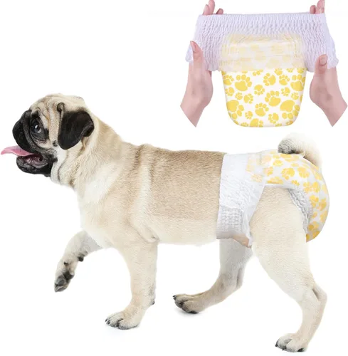 Dono Pañales para perras con cintura elástica, 42 unidades, pañales desechables de envoltura completa para cachorros, pañales para perras en período