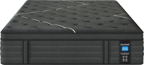 Colchón Extra Firme Queen Slecofom, Colchón Tamaño Queen de 14 Pulgadas, Híbrido de Espuma Viscoelástica con Soporte Lumbar Extra, Alivio del Dolor