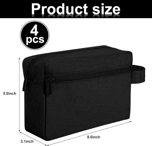 Miniatura 4 de 4 piezas de neceser de aseo resistente al agua, bolsa de cosméticos de viaje para hombres, almacenamiento portátil para mujeres, organizador de Negro