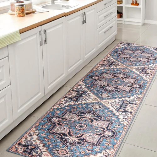 JONATHAN Y Alfombra circular lavable a máquina de 2 x 8 pies, medallón grande adornado Cirali para sala de estar, dormitorio, cocina, oficina, fácil
