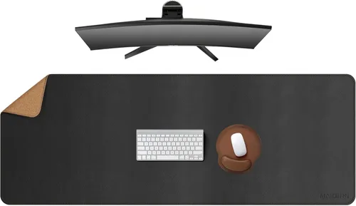 Miniatura 43 de MAIDERN Cubierta de mesa estrecha de 39.4" x 7.9", tapete reversible de cuero y corcho para mesa consola, protector de mesa largo y delgado