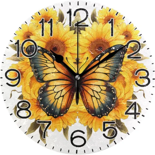 Miniatura 17 de Reloj de pared de pavo real con hermosas plumas, funciona con pilas, silencioso, de cuarzo, analógico, rústico, rústico, reloj redondo, decoración