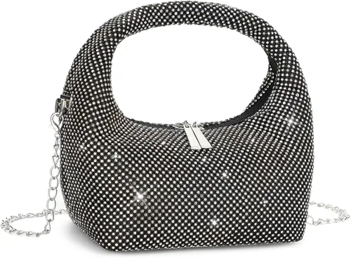 Bolso de mano vintage de los años 20 con diamantes de imitación para mujer, bolso de noche con purpurina brillante, bolso pequeño de diamantes para