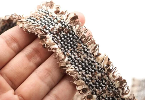 Miniatura 2 de CRAFTMEMORE Cinta de encaje de tweed de lujo, adornos de tela bordados, apliques bordados, manualidades de costura para disfraces