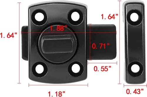 Miniatura 2 de INIRET Paquete de 2 pestillos de cerrojo giratorio para puerta, cerradura de puerta de seguridad, cerradura de puerta para mascotas, muebles