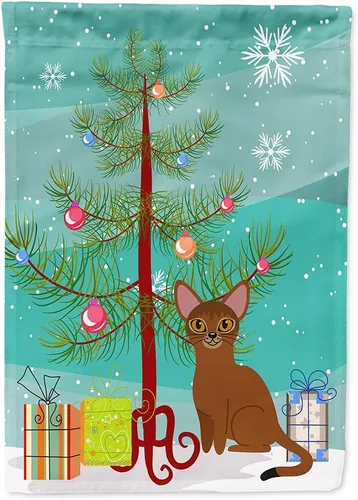 Miniatura 33 de Caroline's Treasures BB4411GF Bandera de jardín con diseño de gato abisinio con texto en inglés "Merry Christmas" para jardín, bandera decorativa