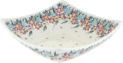 Miniatura 7 de Blue Rose Polish Pottery – Plato cuadrado Atlantis amarillo – 8 x 8 pulgadas – Hermoso cuenco para servir para ocasiones especiales, cenas o comidas