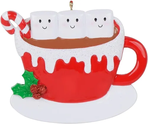 Miniatura 7 de Taza de malvavisco de chocolate caliente para pareja, adorno para árbol de Navidad 2025, adorno de Navidad personalizado para familia de 2, regalo