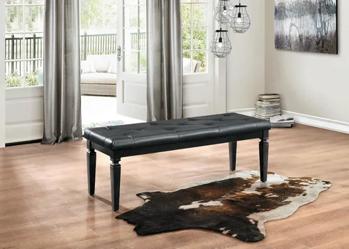 Miniatura 5 de Homelegance Allura - Banco moderno de estribo de cristal, vinilo bifundido negro
