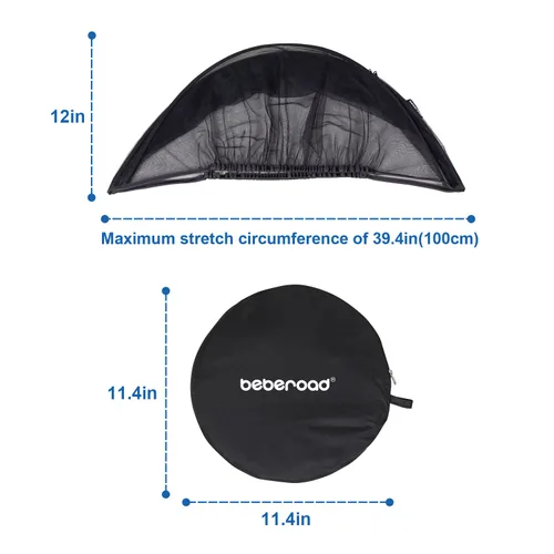 Miniatura 6 de Beberoad Love Mosquitera universal para asiento de coche para bebé, cubierta de malla transpirable con cremallera de 2 vías para protección infantil