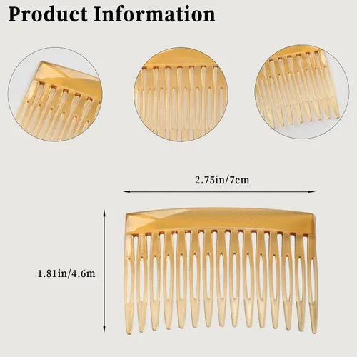 Miniatura 6 de Juego de 4 peines para el cabello estilo francés, 4 piezas, clips laterales decorativos para mujer, accesorios para el cabello de sujeción fuerte