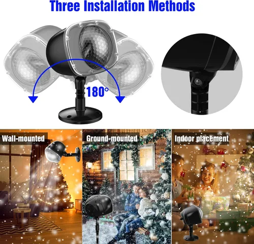 Miniatura 5 de Proyector de luz de nieve de Navidad, luces de proyector de vacaciones con control remoto, luces giratorias de caída de nieve, iluminación