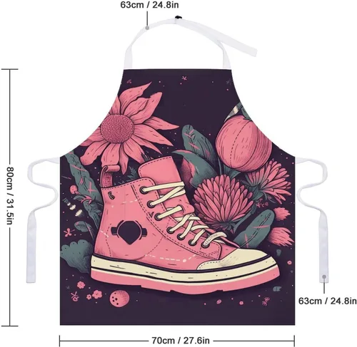 Miniatura 2 de MUSM Apron for Adults - 27.6 X 31.5 Inch, Heavy-Duty Polyester Aprons with Two Large Pockets, Waterproof Peach Shoes Kitchen Apron for Cooking