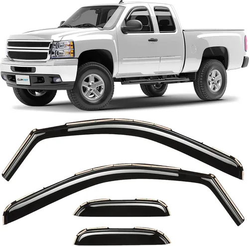 CLIM ART Deflectores de lluvia increíblemente duraderos en el canal para Chevrolet (Chevy) Silverado/GMC Sierra 1500 2007-2013 de cabina extendida,
