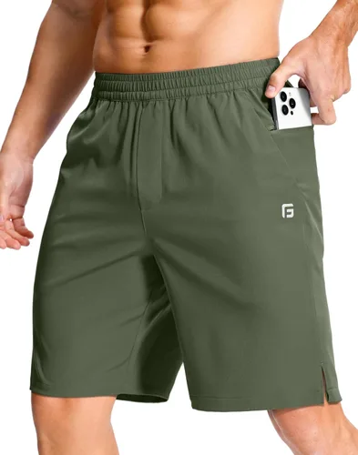 Miniatura 59 de GGJ Pantalones cortos deportivos ligeros para hombre con 2 bolsillos con cremallera de 7/5/9 pulgadas, pantalones cortos de tenis de secado rápido