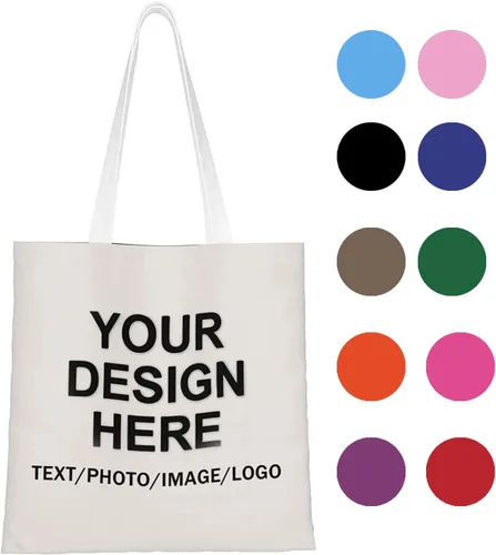 Miniatura 10 de Bolsa de mano personalizada, diseña tu propio texto/foto/logotipo impreso, bolso de hombro personalizado de gran capacidad para hombres/mujeres