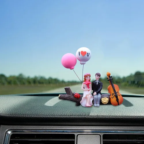 Miniatura 6 de Decoración de coche, lindas parejas de dibujos animados, figuras de acción, parejas de dibujos animados en miniatura, adorno de globo, para niñas