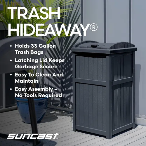 Miniatura 2 de Suncast GH1732C - Cubo de basura de resina de 15.75 x 16 x 31.6 pulgadas, para exteriores, comercial, 33 galones, 31.6 pulgadas, cubo de basura