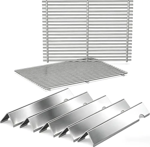Miniatura 27 de QuliMetal 44.5 cm SUS304 Barras Aromatizadoras y Deflectores de Calor para Parrillas Weber Genesis 300 Series, Compatibles con Genesis E310 E320