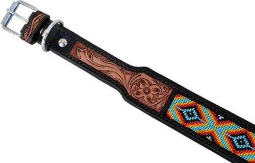 Miniatura 4 de Collar de cuero para perro, tamaño extra pequeño, estilo occidental, resistente, manual, ajustable, con cuentas y acolchado, suave para cachorros