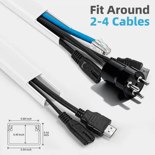 Miniatura 3 de Art3d Ocultador de cables, cubierta de cables de 120 pulgadas, ocultador de cables grande, cubiertas de cables para 4 cables, canaleta para cables