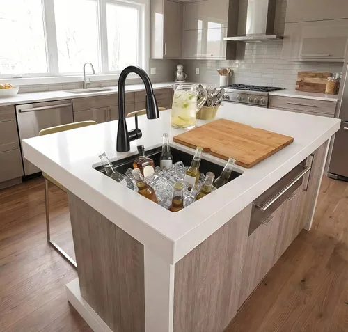 Miniatura 20 de LQS Fregadero pequeño de barra dorada para montaje inferior, fregadero de barra húmeda de PVD dorado y fregadero de cocina RV de 15 x 17 pulgadas