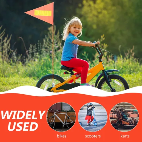 Miniatura 9 de GANAZONO Banderas de bicicleta, 5 unidades, bandera de seguridad para bicicleta, resistente al desgarro, resistente al agua, naranja, bandera