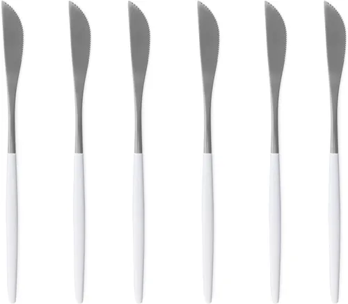 Miniatura 12 de Cubiertos de plata blanca pulida mate, diseño ligero, 36 piezas de acero inoxidable, juego de cubiertos de servicio para 6, incluyendo tenedores