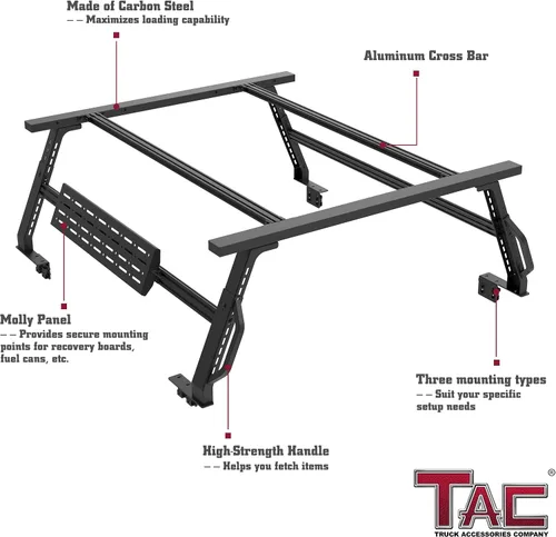Miniatura 5 de TAC - Estante universal de 6 pies para caja de camioneta Silverado/Ram/Tacoma/F150/Ranger/Colorado/Frontier/Gladiator/Sierra/Canyon/Titan/Tundra