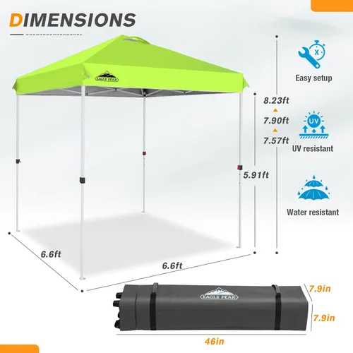 Miniatura 173 de EAGLE PEAK Tienda de campaña desplegable con bolsa de transporte con ruedas, 8 estacas, 4 cuerdas, 4 bolsas de peso, toldo de tienda de campaña