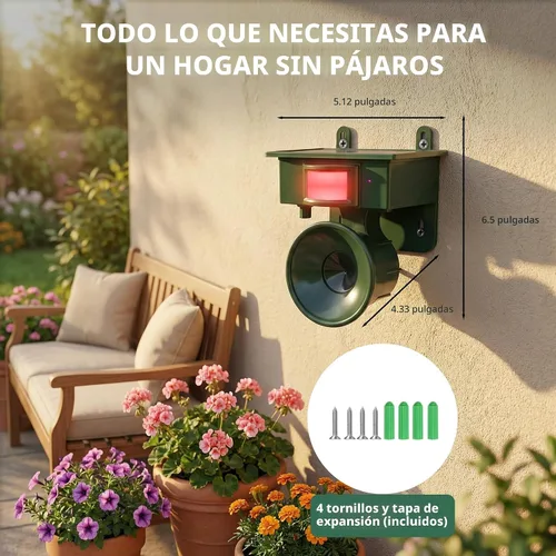 Miniatura 9 de Dispositivos repelentes de pájaros ultrasónicos solares 2026 para exteriores, disuasorio solar para pájaros carpinteros para casa, disuasorios