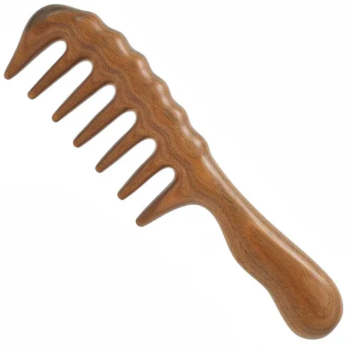 Peine de masaje – Masajeador de cuero cabelludo de madera y Gua Sha para el crecimiento del cabello, peine de sándalo verde Loc para mujeres y