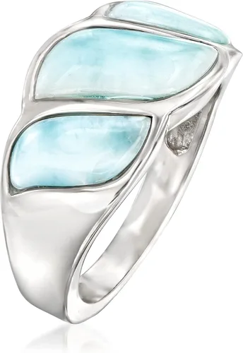 Miniatura 3 de Ross-Simons Anillo Larimar Wave en Plata de Ley