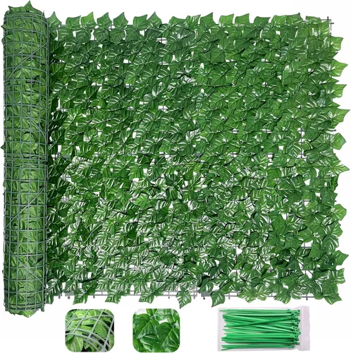 Miniatura 14 de Bybeton Pantalla de Cerca de Privacidad de Hiedra Artificial - 40" X 80" Anti-UV Hojas Falsas Enredaderas - Privacidad para Patio Balcón, Jardín