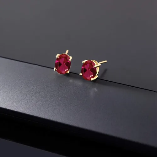 Miniatura 287 de Gem Stone King Aretes de oro de 14 quilates con piedra natal ovalada de 0.315 x 0.236 in Aretes de oro para mujer