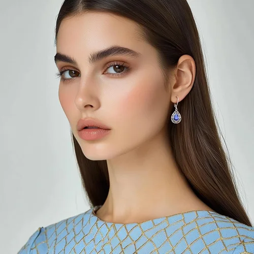 Miniatura 99 de Aretes colgantes de plata de ley con diseño de árbol de la vida, flor, abeja, animales, gato, colibrí, piedra lunar, turquesa, aretes con cierre
