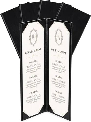 Miniatura 19 de WeChef Portamenús para Restaurante 4.25"x11" Doble Pliegue 2 Vistas Fundas de Menú de Restaurante de Cuero PU con Esquinas Anguladas para Lista