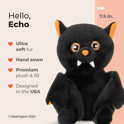 Miniatura 2 de Bearington - Animal de peluche de murciélago – Suave compañero lavable a máquina y juguete de peluche – Diseño posable para juego creativo y juguete