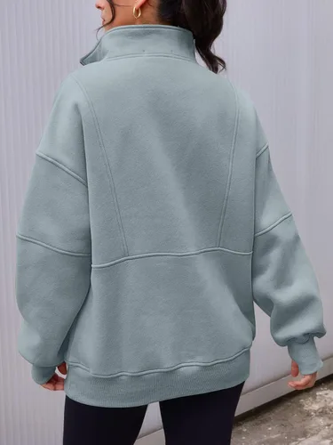 Miniatura 3 de AUTOMET Women's Half Zip Oversized Sweatshirts Fleece Long Sleeve Hoodies Casual Sweaters with Pockerts