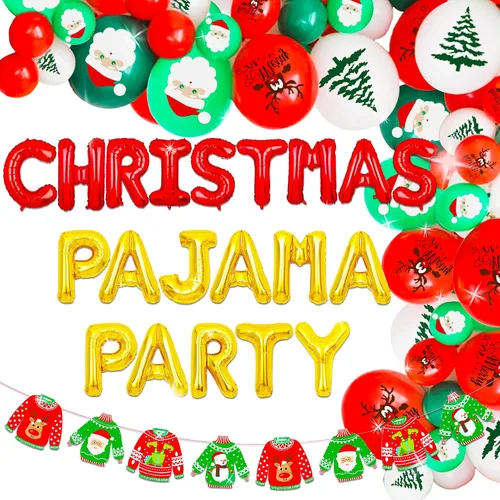 LaVenty 14 piezas de pijamas de Navidad, decoración de fiesta de pijamas de Navidad, suministros de juegos para fiesta, decoración de fiesta fea,