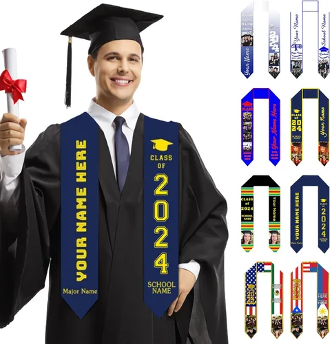 Faja de graduación personalizada de felicitaciones, regalos de graduación personalizados, para la clase de 2024-72 pulgadas