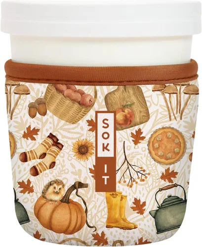 Miniatura 83 de Sok It IceCreamSok - Funda de neopreno aislada (flores abstractas, pintas de helado cónicas)