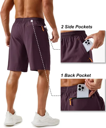 Miniatura 86 de TACVASEN Pantalones cortos deportivos para correr para hombre, 9 pulgadas, de secado rápido, pantalones cortos ligeros de verano, 3 bolsillos