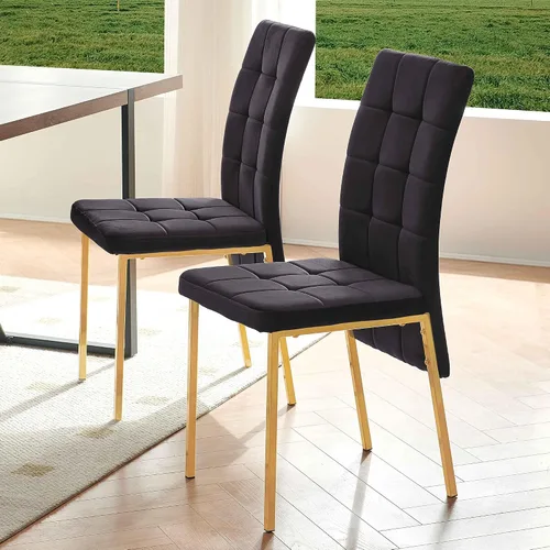 Miniatura 10 de Homedot Juego de 2 sillas de comedor de terciopelo, cómodas sillas de cocina para el hogar, silla lateral tapizada, sin brazos, diseño único