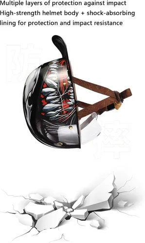 Miniatura 2 de Medio casco de motocicleta vintage, casco de béisbol de moda, certificación DOT/ECE, casco de motocicleta para hombres y mujeres