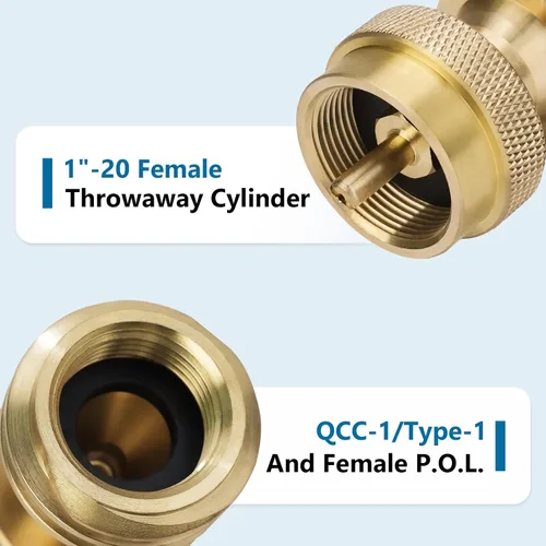 Miniatura 2 de Adaptador de tanque de propano de 1 libra, Adaptador de propano Convertidor de 20 libras a 1 libra, Conecte tanques de propano pequeños cuando se